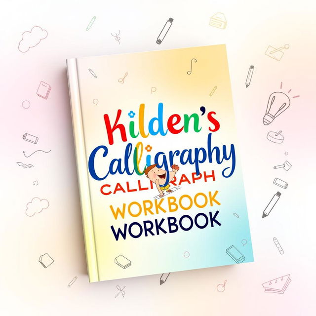 A vibrant and playful book cover for a children's calligraphy workbook