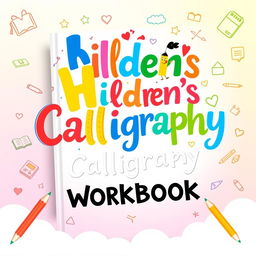 A vibrant and playful book cover for a children's calligraphy workbook