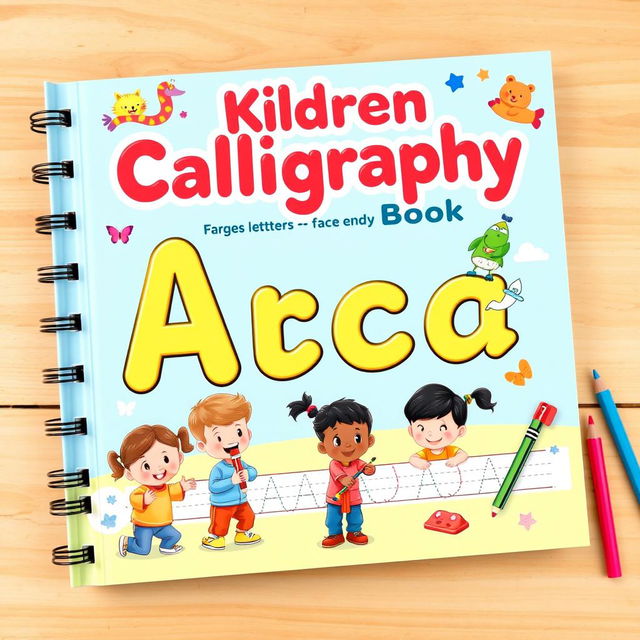 A vibrant and educational children's calligraphy book with colorful pages