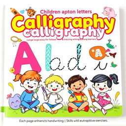 A vibrant and educational children's calligraphy book with colorful pages