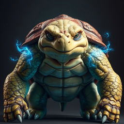 A serious and aggressive humanoid turtle with a robust presence stands in full view