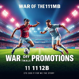 An exhilarating and powerful poster for the football championship showdown between 11moA and 11moB, titled "War of the Promotions