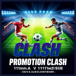 An exciting and visually striking poster for the "Promotion Clash: 11moA vs 11moB" in the men's football championship