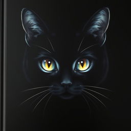 Book cover with an entirely dark background featuring the bright, luminous eyes of a cat girl in the center