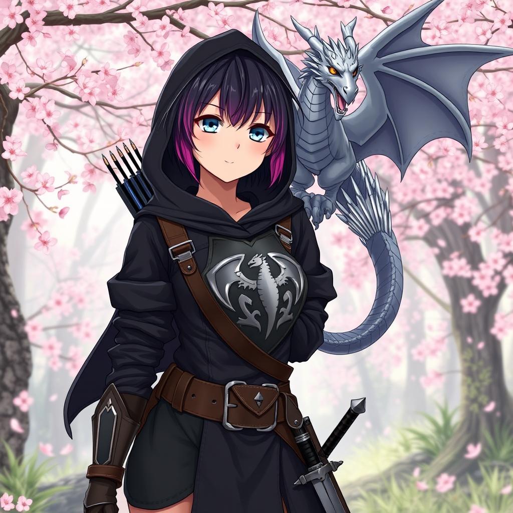 Anime style depiction of a female hexblood ranger from Dungeons & Dragons