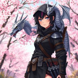 Anime style depiction of a female hexblood ranger from Dungeons & Dragons