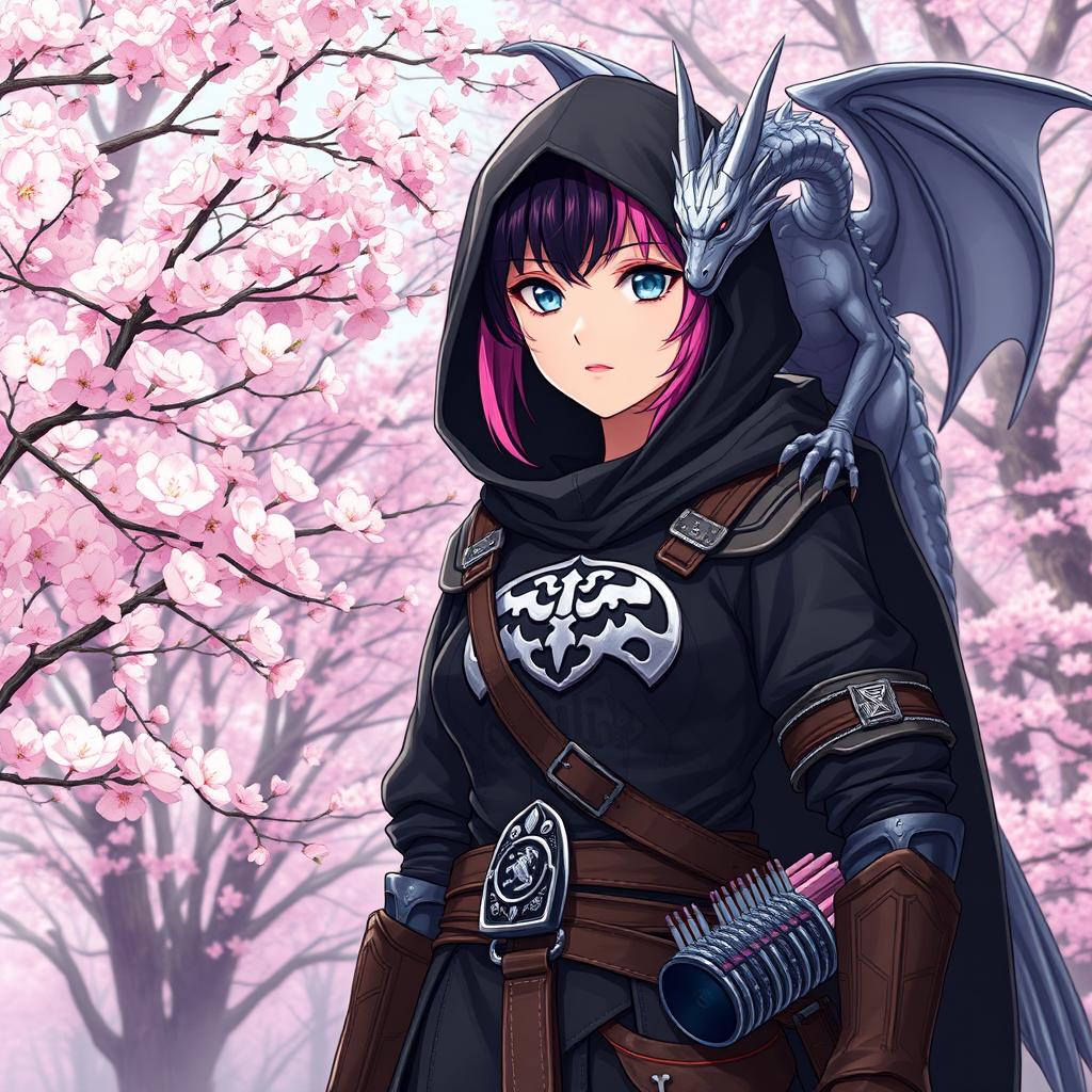 Anime style depiction of a female hexblood ranger from Dungeons & Dragons