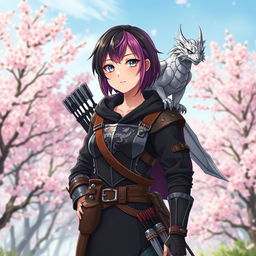 Anime style depiction of a female hexblood ranger from Dungeons & Dragons