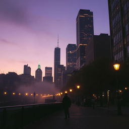 A serene urban longing, captured in a cityscape at dusk