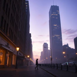 A serene urban longing, captured in a cityscape at dusk