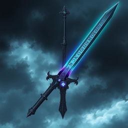 A powerful black magic sword, emanating dark energy and ominous aura