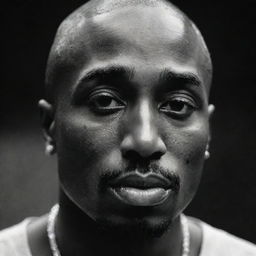 An emotionally-charged image of Tupac Shakur, with tears streaming down his face, expressing a moment of deep sadness or vulnerability, maintaining his iconic look.