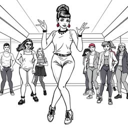 Audrey Hepburn depicted teaching a hip hop dance class