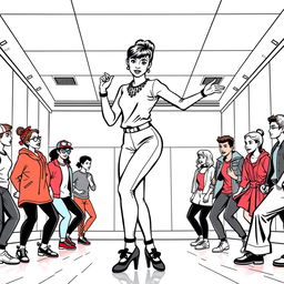 Audrey Hepburn depicted teaching a hip hop dance class