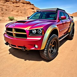 A 2007 Dodge Charger modified with a Baja wide body kit, showcasing an aggressive stance and rugged off-road aesthetics