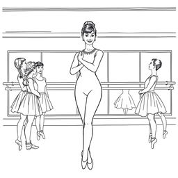 Audrey Hepburn depicted teaching a ballet dance class