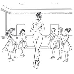 Audrey Hepburn depicted teaching a ballet dance class