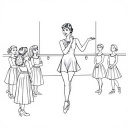 Audrey Hepburn depicted teaching a ballet dance class