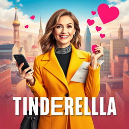 A movie poster for the film 'Tinderella', featuring the central character, a stylish and confident single osteopath navigating the bustling dating scene in Oslo