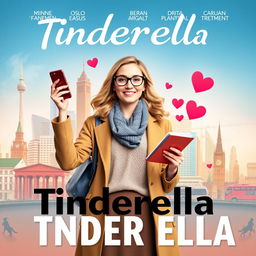 A movie poster for the film 'Tinderella', featuring the central character, a stylish and confident single osteopath navigating the bustling dating scene in Oslo