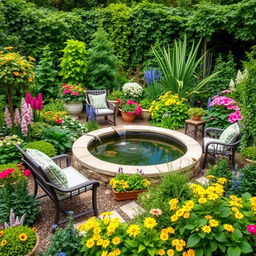 A lush and vibrant garden design featuring a variety of perennials suitable for shaded areas, creating a serene and natural oasis