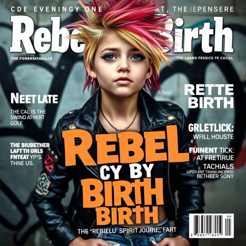 A rebellious girl exuding confidence and independence on a striking magazine cover