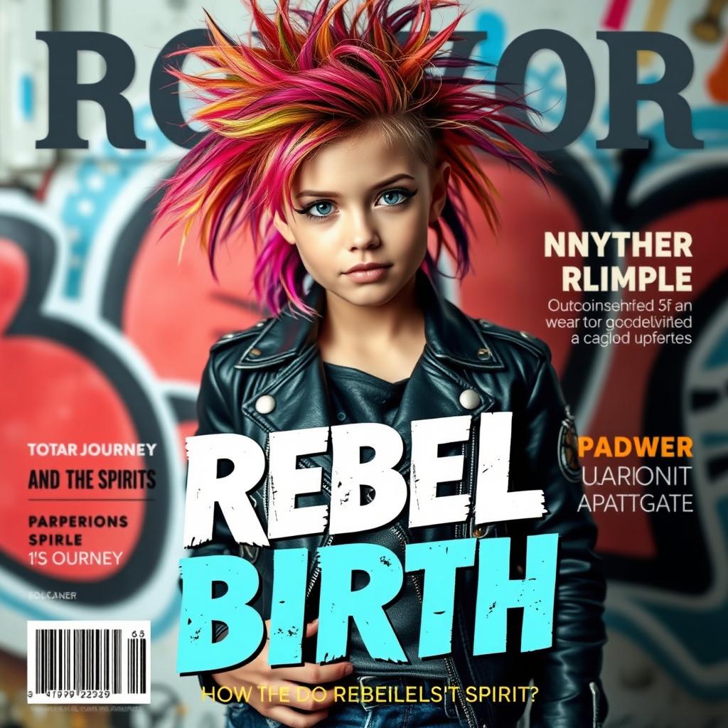 A rebellious girl exuding confidence and independence on a striking magazine cover