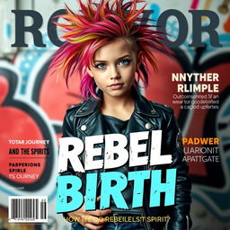 A rebellious girl exuding confidence and independence on a striking magazine cover