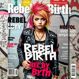 A rebellious girl exuding confidence and independence on a striking magazine cover