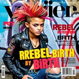 A rebellious girl exuding confidence and independence on a striking magazine cover