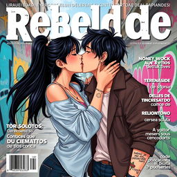 Illustrated magazine cover titled "Rebelde de Nacimiento" featuring a very beautiful and attractive teenage girl with long black hair