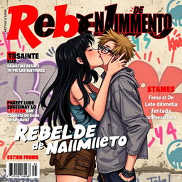 Illustrated magazine cover titled "Rebelde de Nacimiento" featuring a very beautiful and attractive teenage girl with long black hair