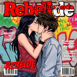 Illustrated magazine cover titled "Rebelde de Nacimiento" featuring a very beautiful and attractive teenage girl with long black hair