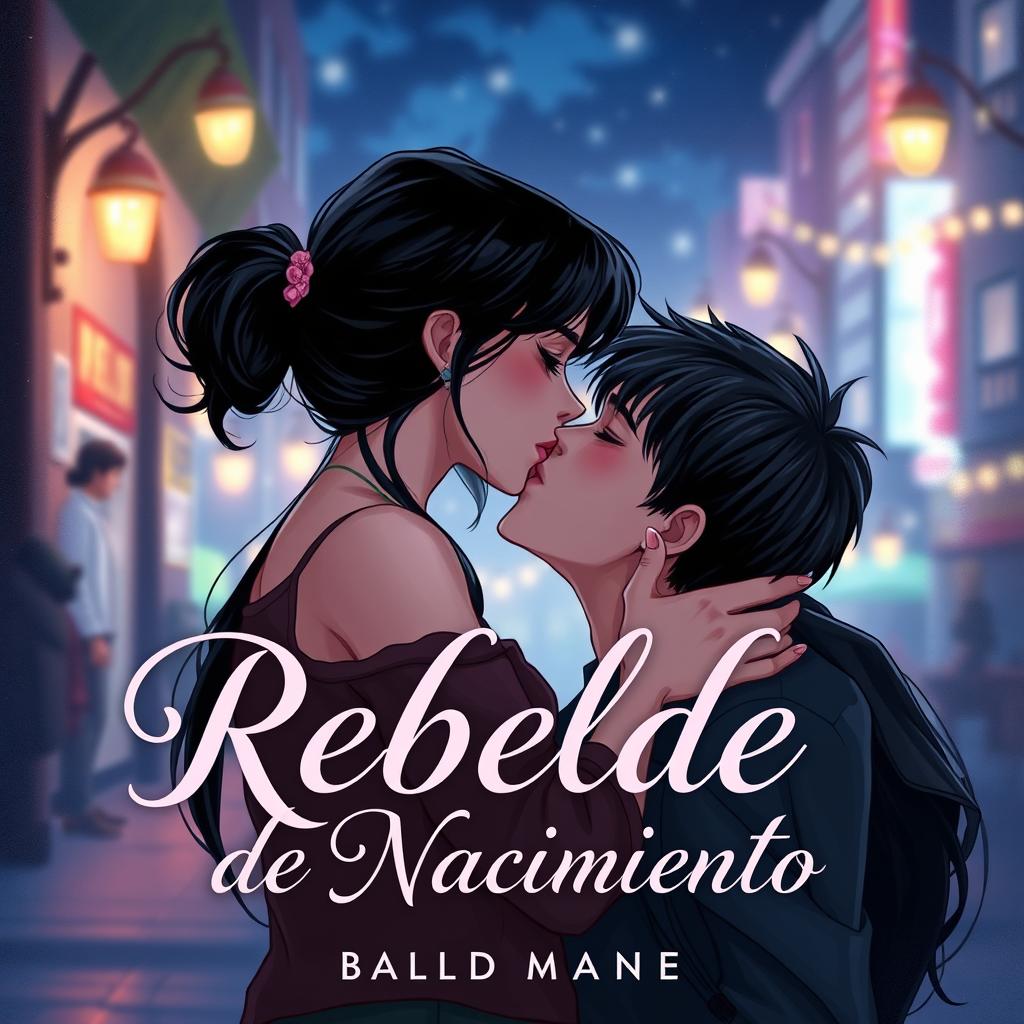 Illustrated cover titled "Rebelde de Nacimiento" featuring a strikingly beautiful and attractive teenage girl with long black hair