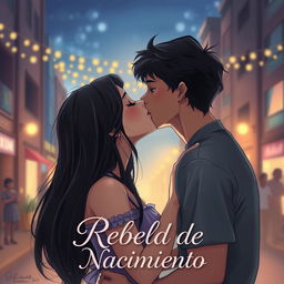 Illustrated cover titled "Rebelde de Nacimiento" featuring a strikingly beautiful and attractive teenage girl with long black hair