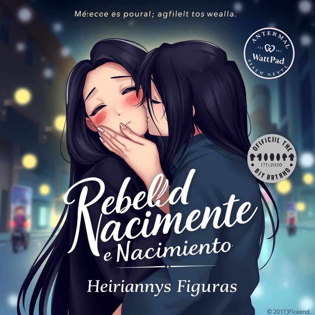 Illustrated cover titled "Rebelde de Nacimiento" featuring a stunningly beautiful and attractive teenage girl with long black hair