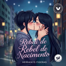 Illustrated cover titled "Rebelde de Nacimiento" featuring a stunningly beautiful and attractive teenage girl with long black hair