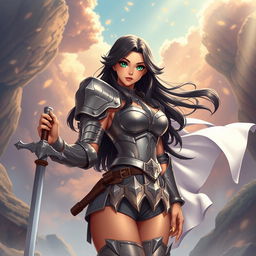 An 18-year-old American female paladin, combining elegance and strength