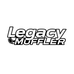 A modern logo design for "Legacy Muffler" that creatively incorporates a muffler into the typography of the business name