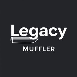 A modern logo design for "Legacy Muffler" that creatively incorporates a muffler into the typography of the business name