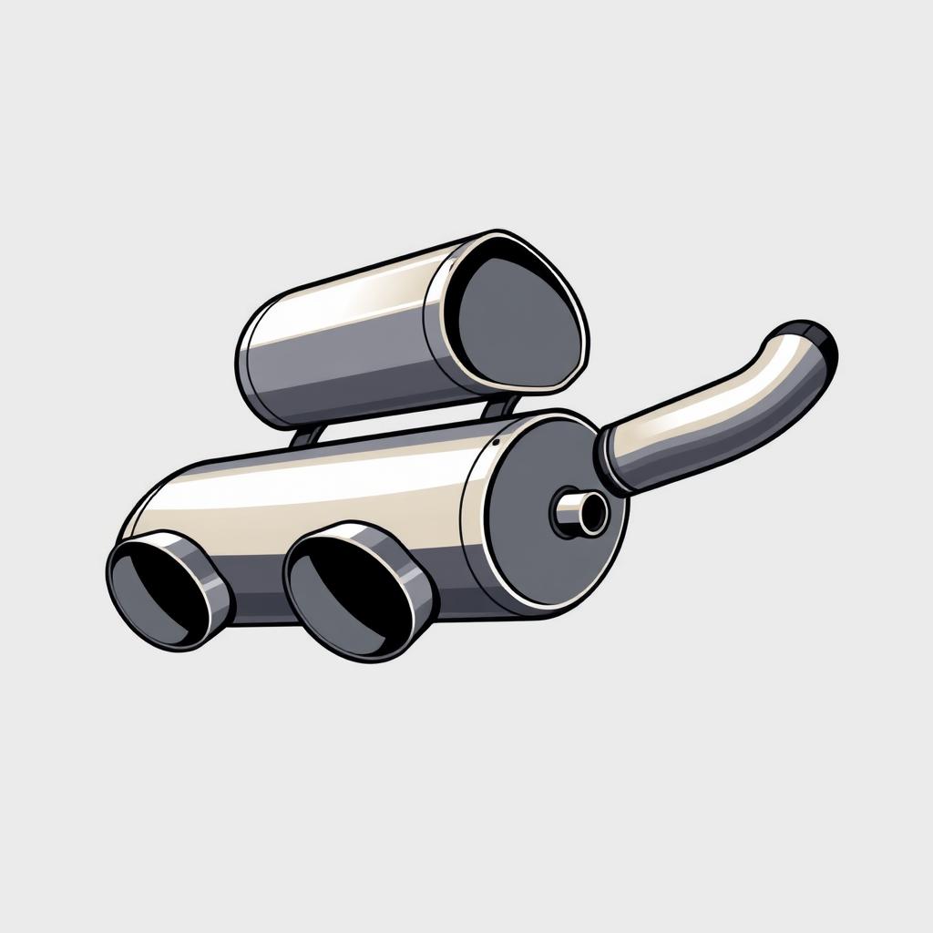 A detailed vector art illustration of a muffler, showcasing its structure and design in a stylized and artistic manner