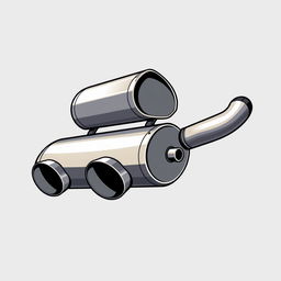 A detailed vector art illustration of a muffler, showcasing its structure and design in a stylized and artistic manner