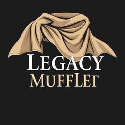 A creative vector art illustration featuring a long muffler cloth elegantly wrapped around the text "Legacy Muffler"