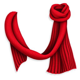 A beautifully detailed vector illustration of a long woolen muffler in a striking red color