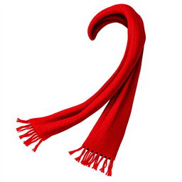 A beautifully detailed vector illustration of a long woolen muffler in a striking red color