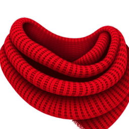 A beautifully detailed vector illustration of a long woolen muffler in a striking red color