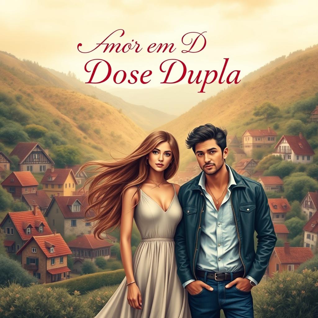 A romantic book cover featuring a small town in the background