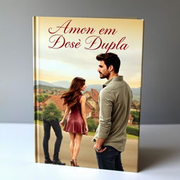 A romantic book cover featuring a small town in the background