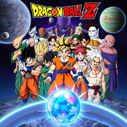 Epic anime poster featuring all major characters from Dragon Ball