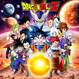 Epic anime poster featuring all major characters from Dragon Ball